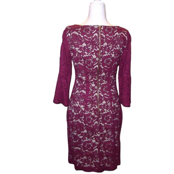 NWT Danny & Nicole Lace Round Neck Long Sleeve Pleated Dress 8 - Picture 2 of 7